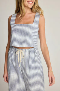 Striped square-neck crop top and pants set from SUNDAY RITUAL DAHLIA LINEN TOP, perfect for women’s boho chic clothing at Shop Daisy