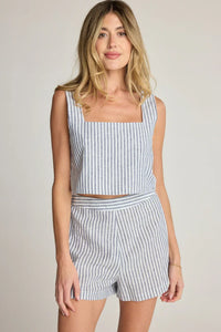 Striped two-piece shorts set from SUNDAY RITUAL DAHLIA SHORTS, perfect for women’s boho chic clothing