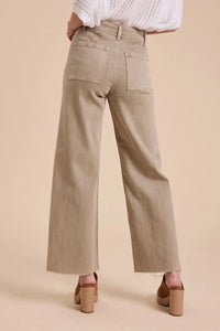 Tan straight wide leg denim pants displayed in the STRAIGHT WIDE LEG DENIM PANTS product image