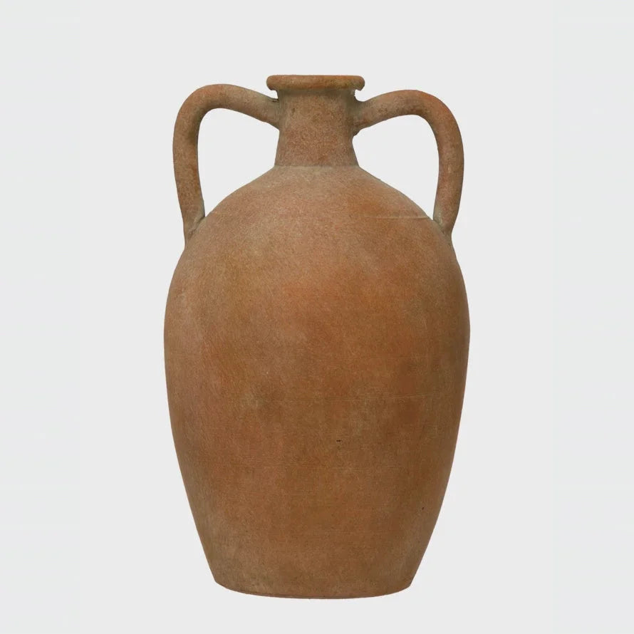 Terracotta urn with handles for a boho, flowy, free spirit home decor style