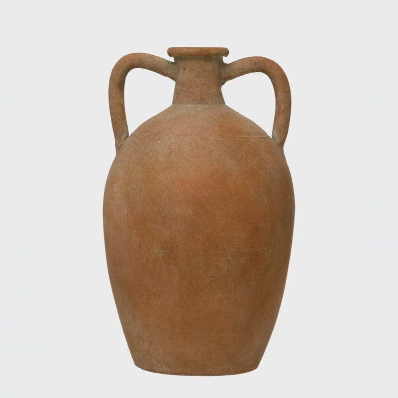 Terracotta urn with handles for a boho, flowy, free spirit home decor style