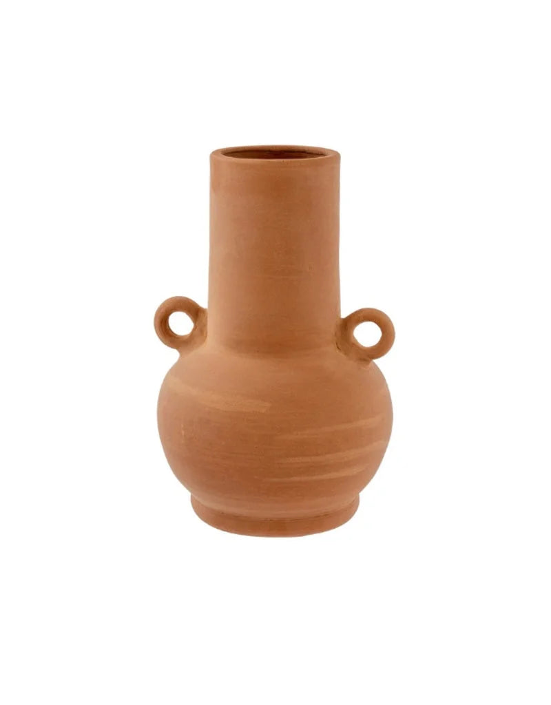 Corfu Terracotta Vase Large with cylindrical neck and two small handles