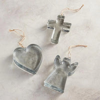 Three heart, cross, and angel glass ornaments for the Angel Sun Catcher by Shop Daisy