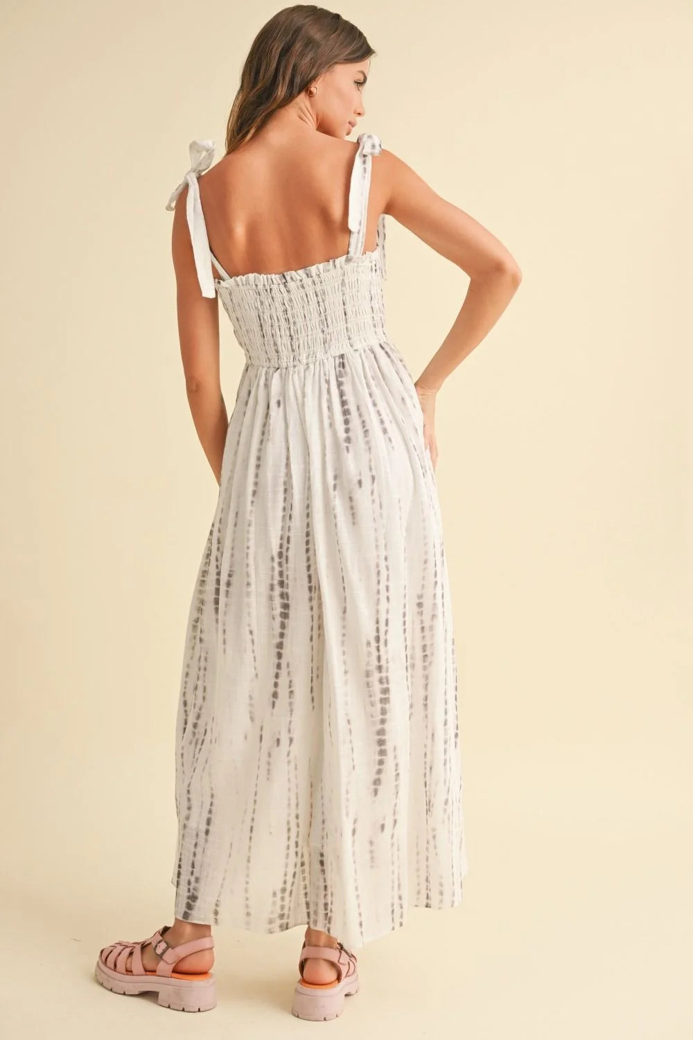 Tie-strap tie-dye maxi dress from Shop Daisy, perfect for women’s boho chic clothing