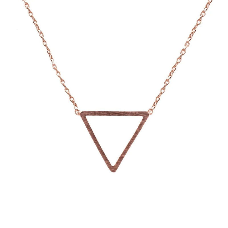 Rose gold triangle pendant necklace showcased elegantly with modern design