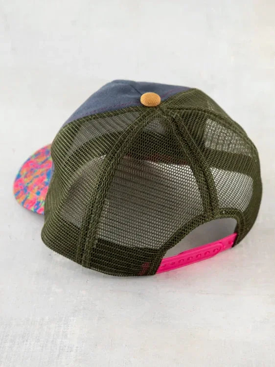 Colorful CANVAS TRUCKER HAT with mesh back for a boho, flowy style