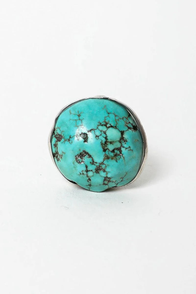 Turquoise stone ring with silver band from Natural Variation Spirit collection