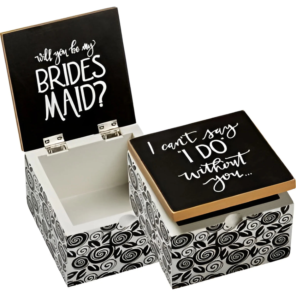 BRIDESMAID BOX featuring two black and white gift boxes for the best friend, Daisy Lane