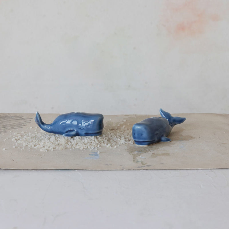 WHALE SALT & PEPPER SHAKERS - SET OF 2 - HOME