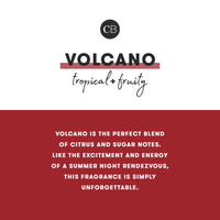 Volcano Glimmer Signature Candle with tropical fruity fragrance and volcano aroma