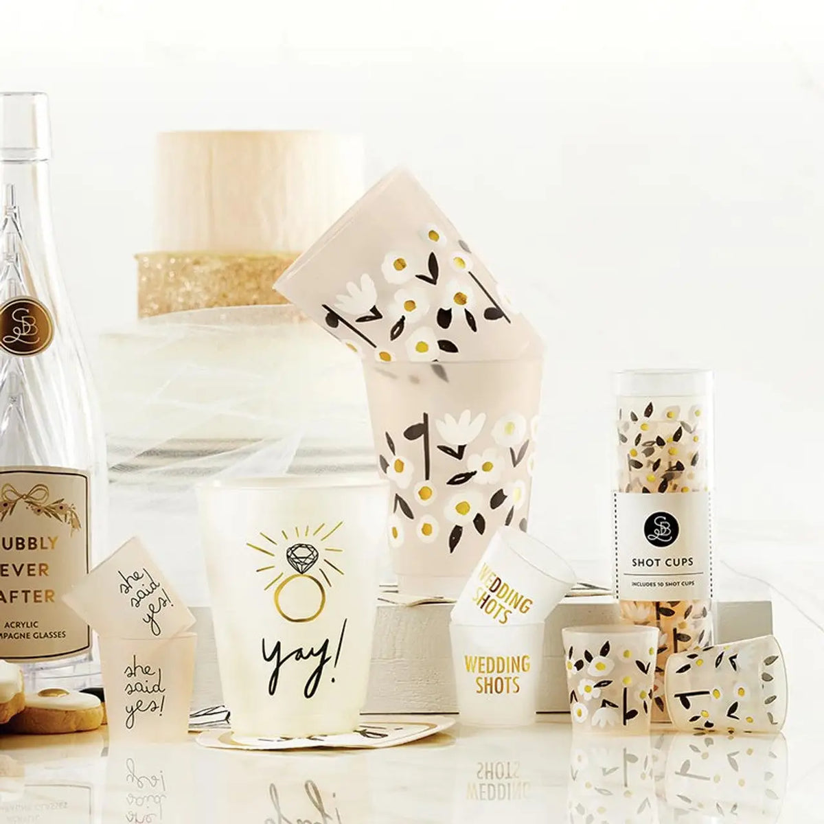 Wedding-themed FROST SHOT CUPS - SHE SAID YES from Shop Daisy for stylish celebrations
