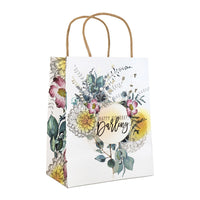 White floral gift bag named Happy Birthday Darling, ideal for special celebrations