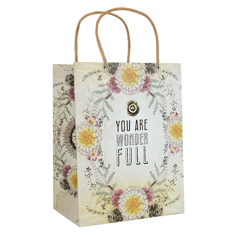 White floral shopping bag from the YOU ARE WONDER-FULL GIFT BAG collection, trendy Daisy Lane