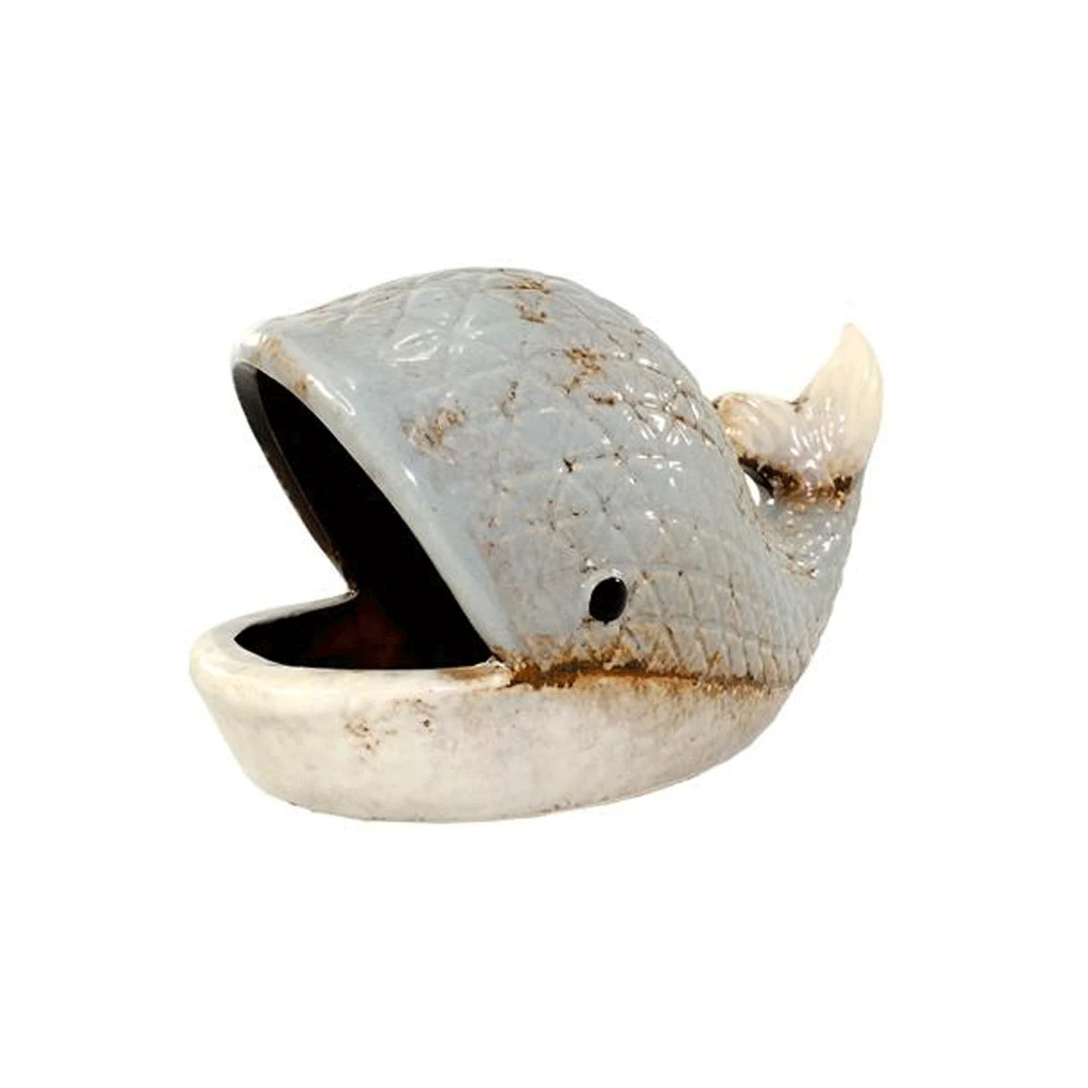 Whale Cubby Dish featuring a brown and white whale-shaped ring with a whale tail