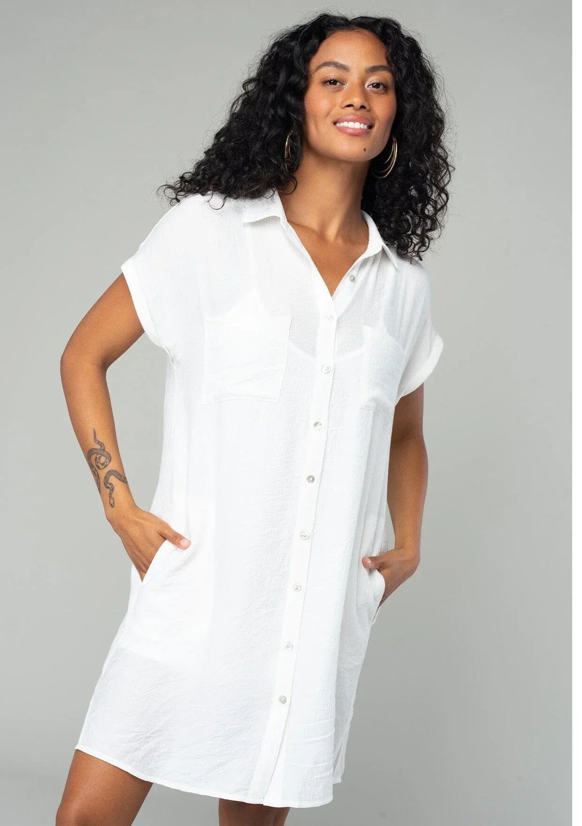 Boho Short Sleeve Button Down Mini Shirt Dress Shop Daisy Lane