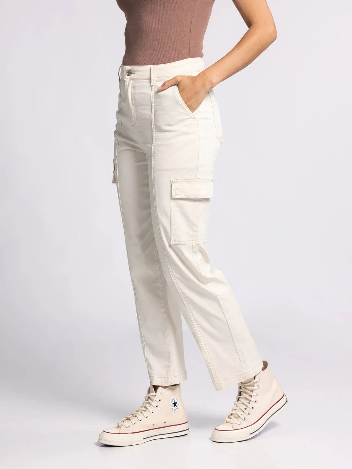 Thread and Supply Vernon Pants: White Cargo with Black Accents
