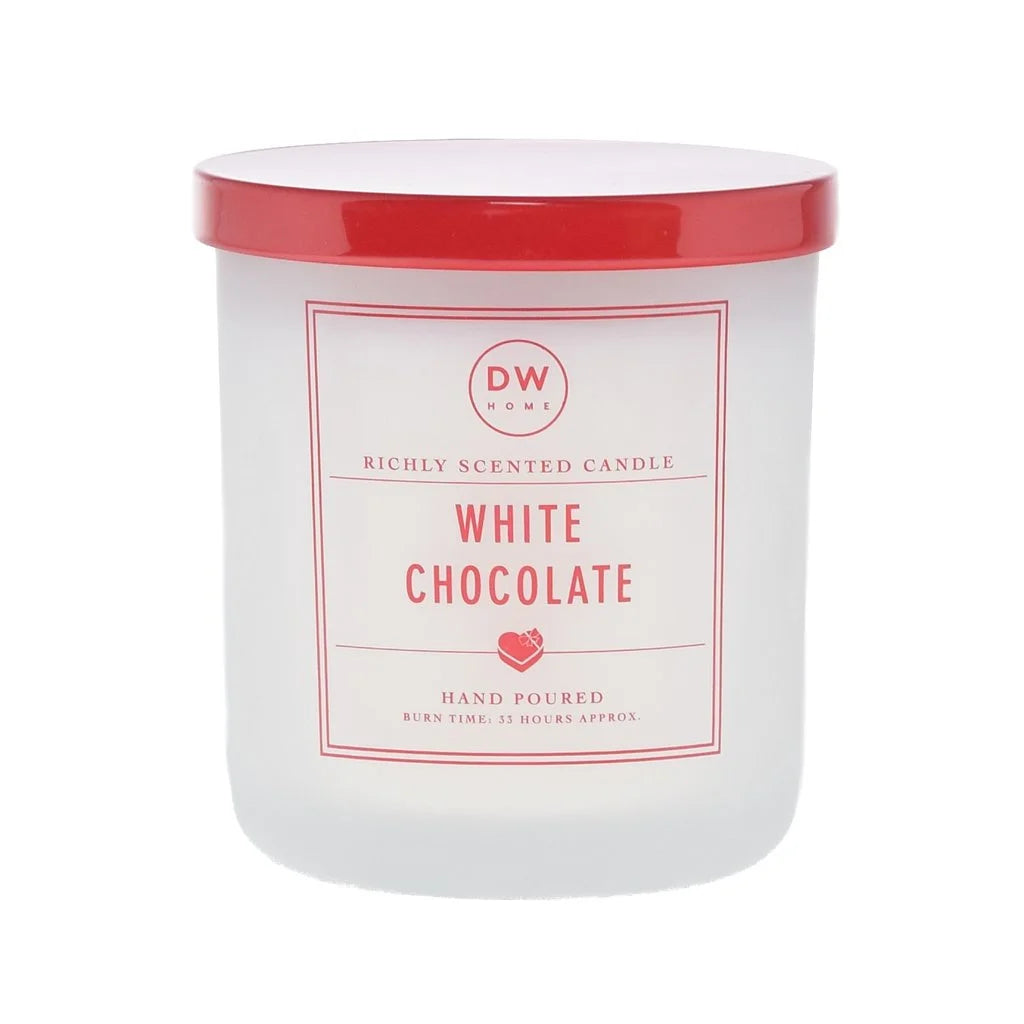 Elegant White Chocolate Candle displayed, enhancing ambiance with rich chocolate aroma