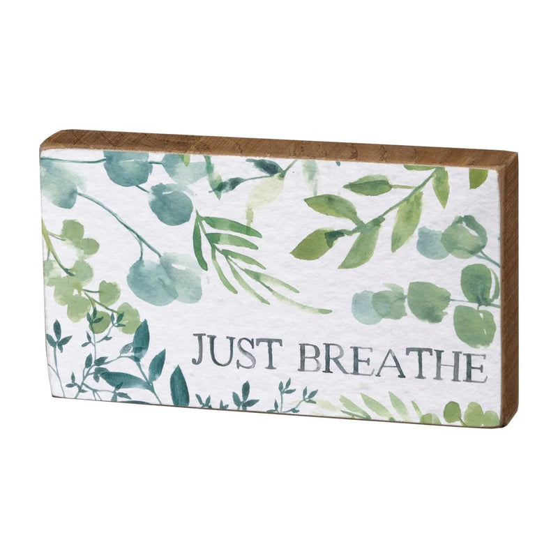 White and green watercolor Breathe sign from Daisy Lane spreading good vibes