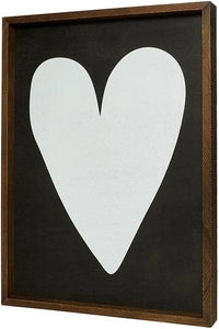 White heart-shaped wooden wall sign with slight asymmetrical curves for Valentine’s décor