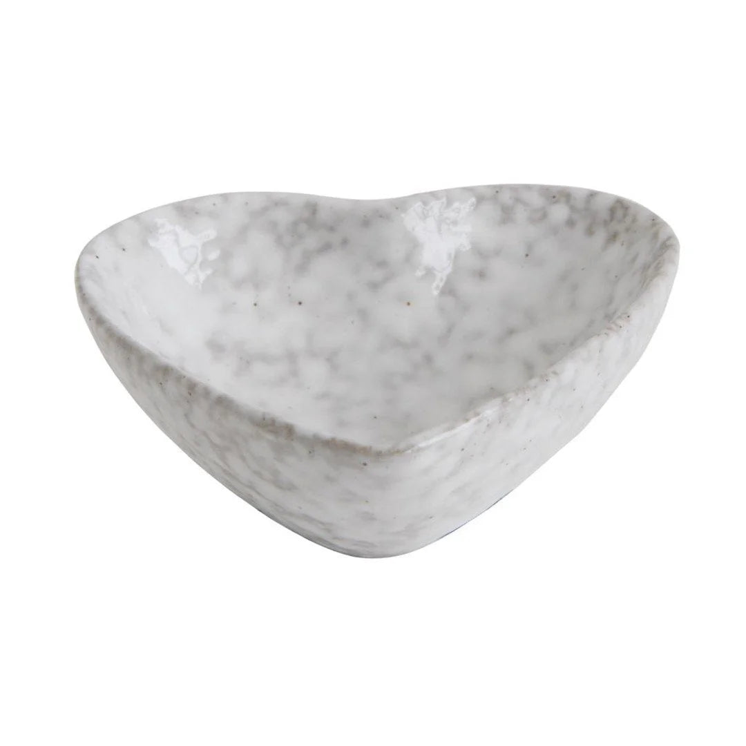 White marble heart shaped bowl for storing heart shaped jewelry at Daisy Lane