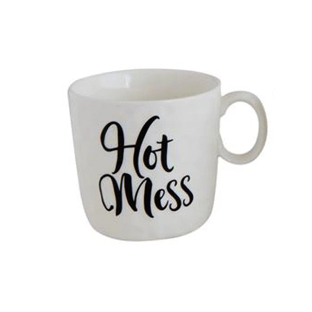 White Hot Mess Mug featuring the text hot mes for coffee lovers embracing hot messes