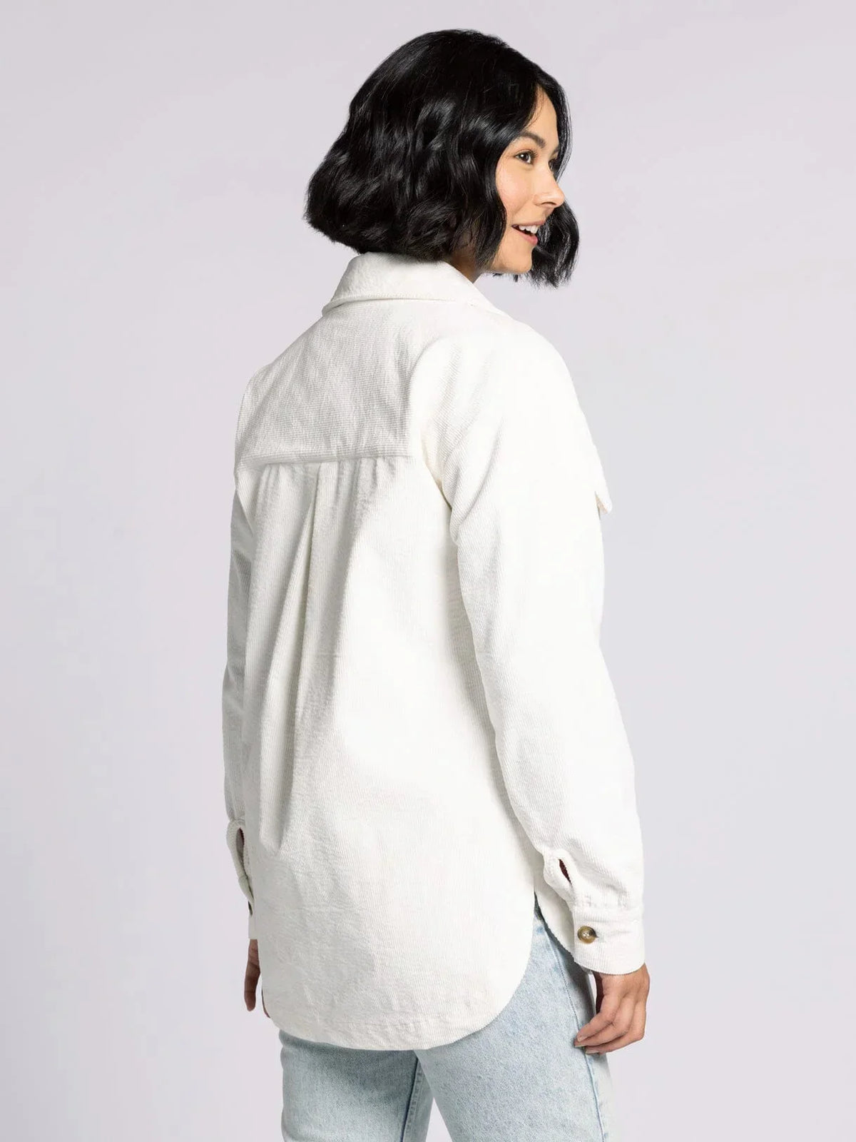 White oversized cotton Thread and Supply Dallas Jacket with button-down front