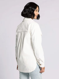 White oversized cotton Thread and Supply Dallas Jacket with button-down front