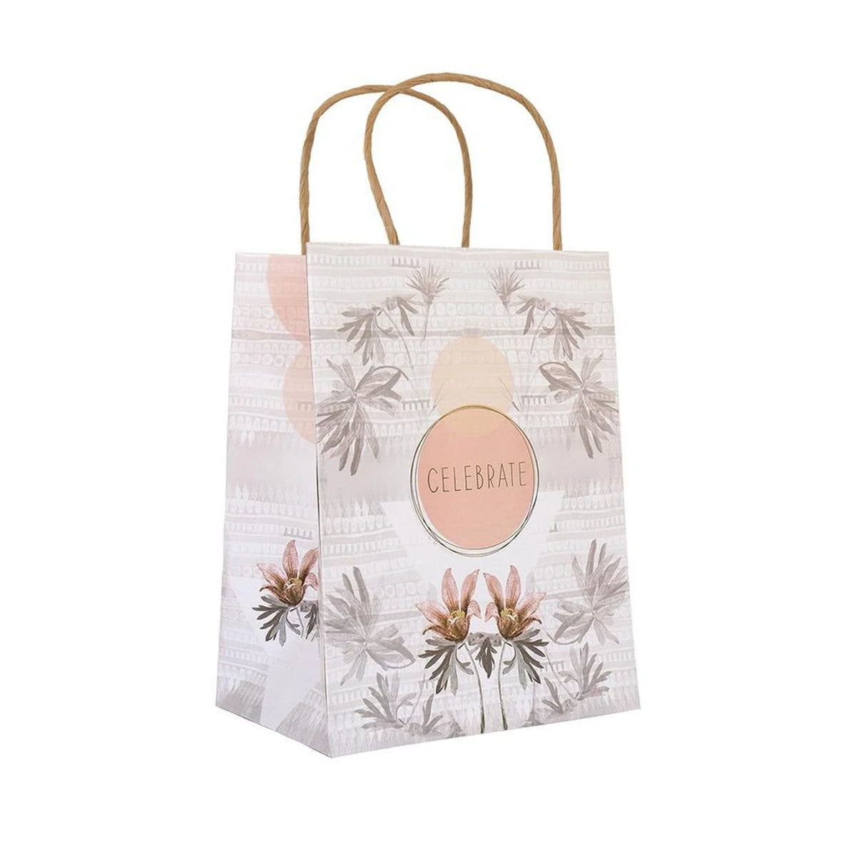 White floral design paper gift bag from Tropical Celebrate Gift, ideal for special occasions