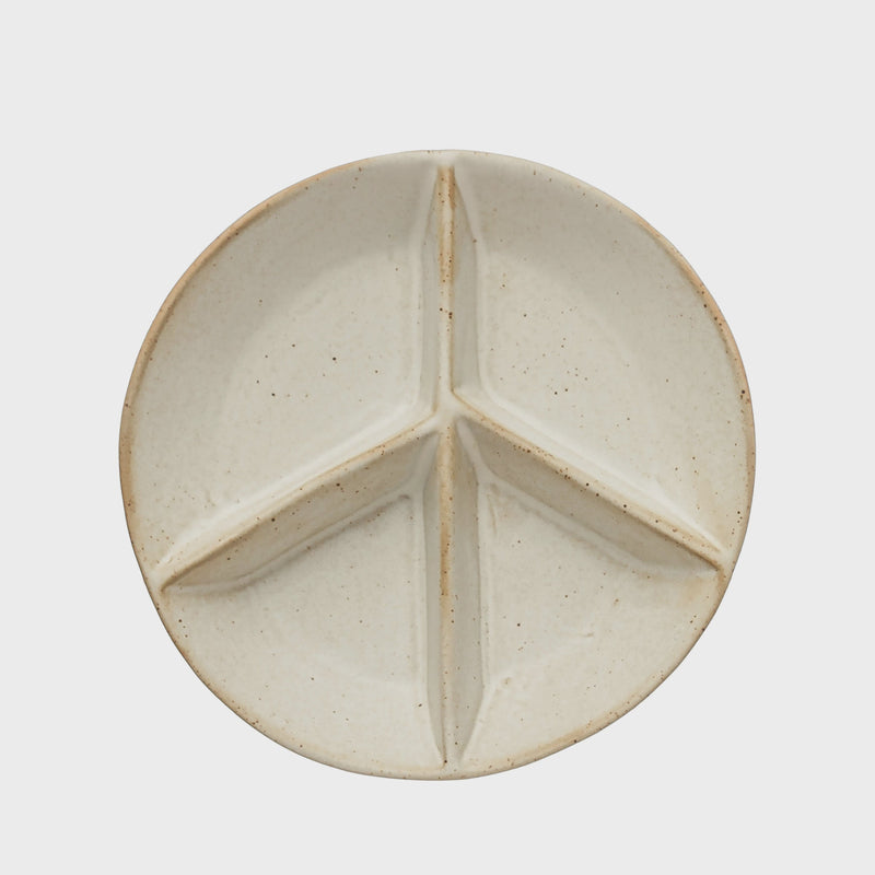 STONEWARE PEACE SIGN DIVIDED DISH WITH 4 SECTIONS - HOME