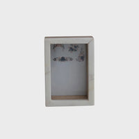 White Shadow Box Photo Frame with Floral Glass Design from Marble & Mango Wood