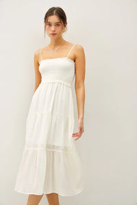 White spaghetti strap midi dress from shop daisy, perfect women’s boho chic clothing