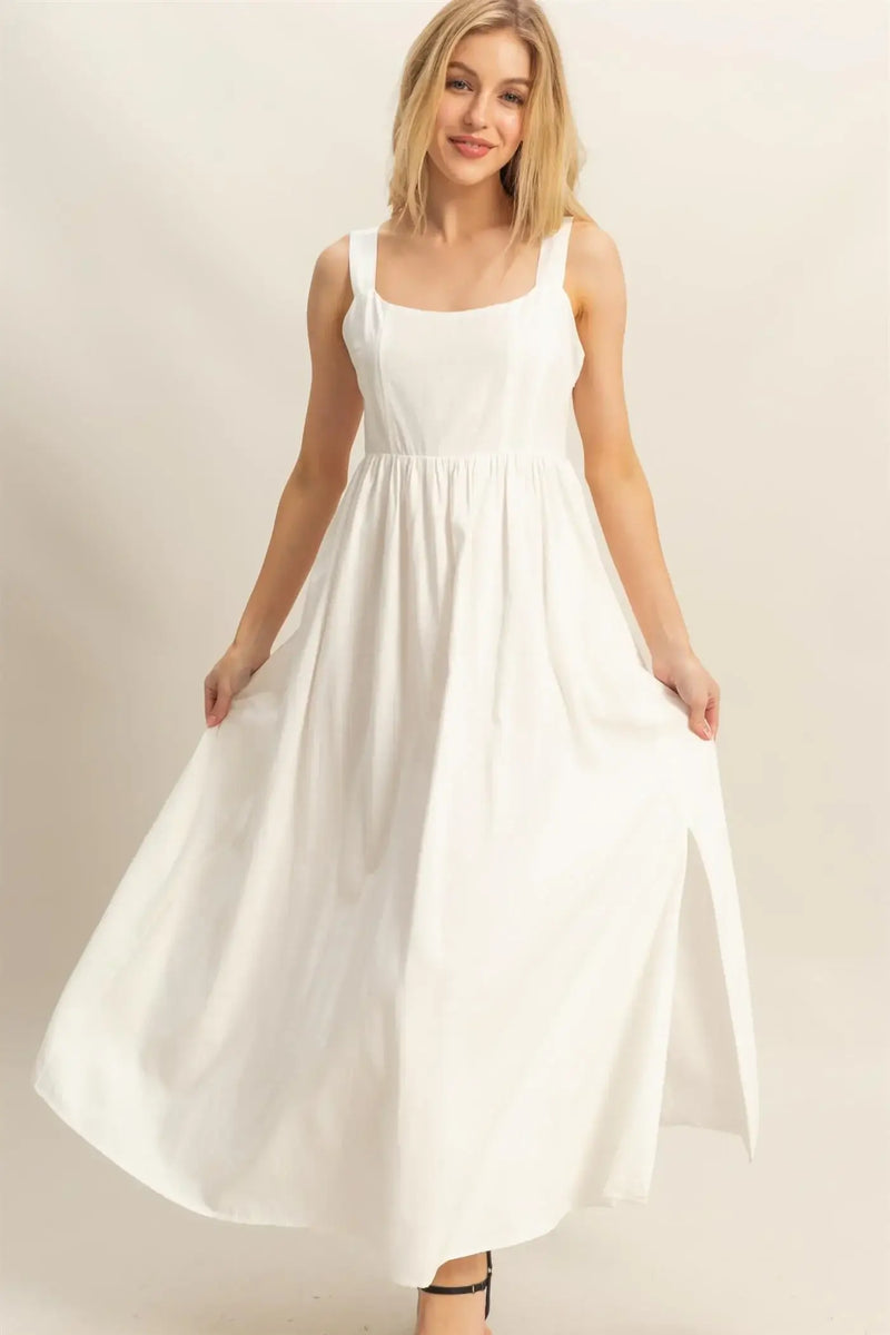 White square-neck sundress from Shop Daisy, ideal for women’s boho chic clothing