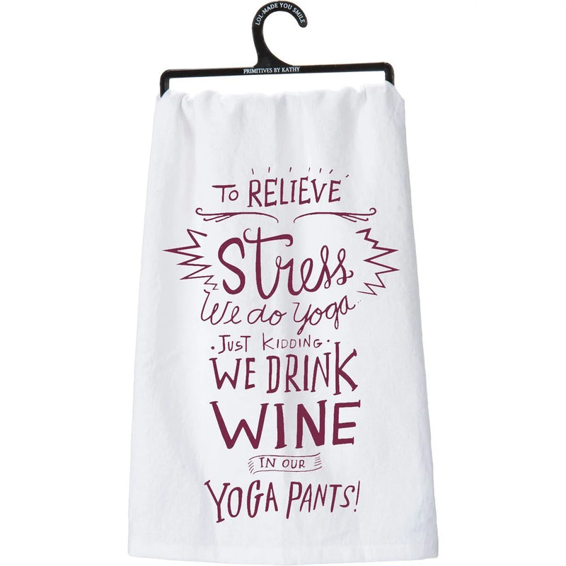 White dish towel featuring the Wine Lovers Dish text for elegant kitchen decor