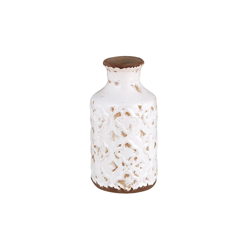 Elegant white vase with gold foil, showcasing the Cream Bottle Vase design