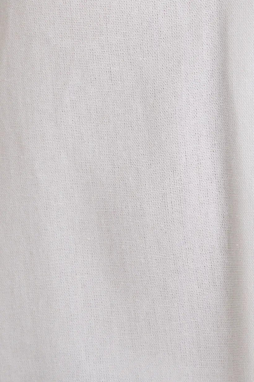 White woven fabric for V-Neck Short Sleeve Flare Hem Blouse with sleeve flare hem