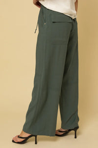 Wide leg olive green trousers with side pocket in Pockets Detail Wide Leg Track Pants