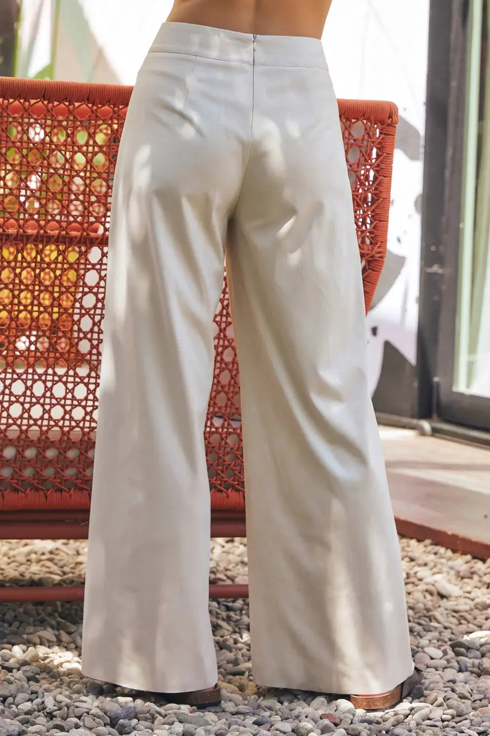 Off-white suede wide leg pants designed for comfort and style in any setting