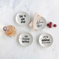 Decorative stoneware dish with wine sayings, perfect for women’s boho chic clothing shopping at Shop Daisy