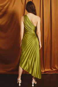 OLYMPIA ASYMMETRICAL PLEATED MAXI DRESS - DRESSES