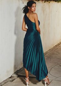 OLYMPIA ASYMMETRICAL PLEATED MAXI DRESS - DRESSES