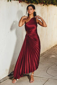 OLYMPIA ASYMMETRICAL PLEATED MAXI DRESS - DRESSES