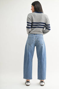 Woman’s Utility Seamed Barrel Jean featuring wide-leg design for comfort and style