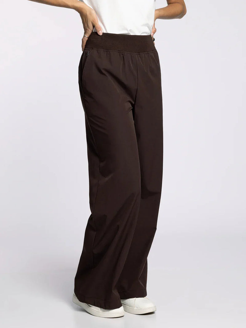 Women’s dark brown supply walker pants with elastic waist from THREAD AND SUPPLY