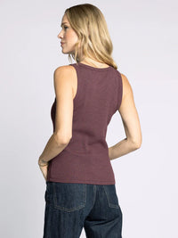 Women’s ribbed dark plum Edlin Basic Tank top, stylish and comfortable basic tank