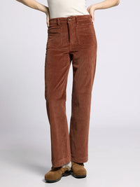 Women’s rust brown corduroy supply Gladys pants with front patch pockets