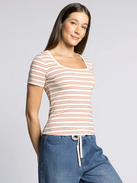 Women’s short-sleeved striped Katara Tee with square neckline from Supply Katara collection