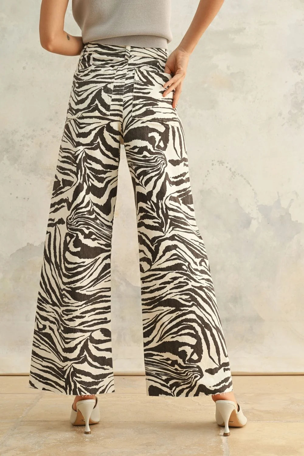 Women’s zebra print stretch wide-leg pants from ZEBRA PRINT STRETCH PANTS collection