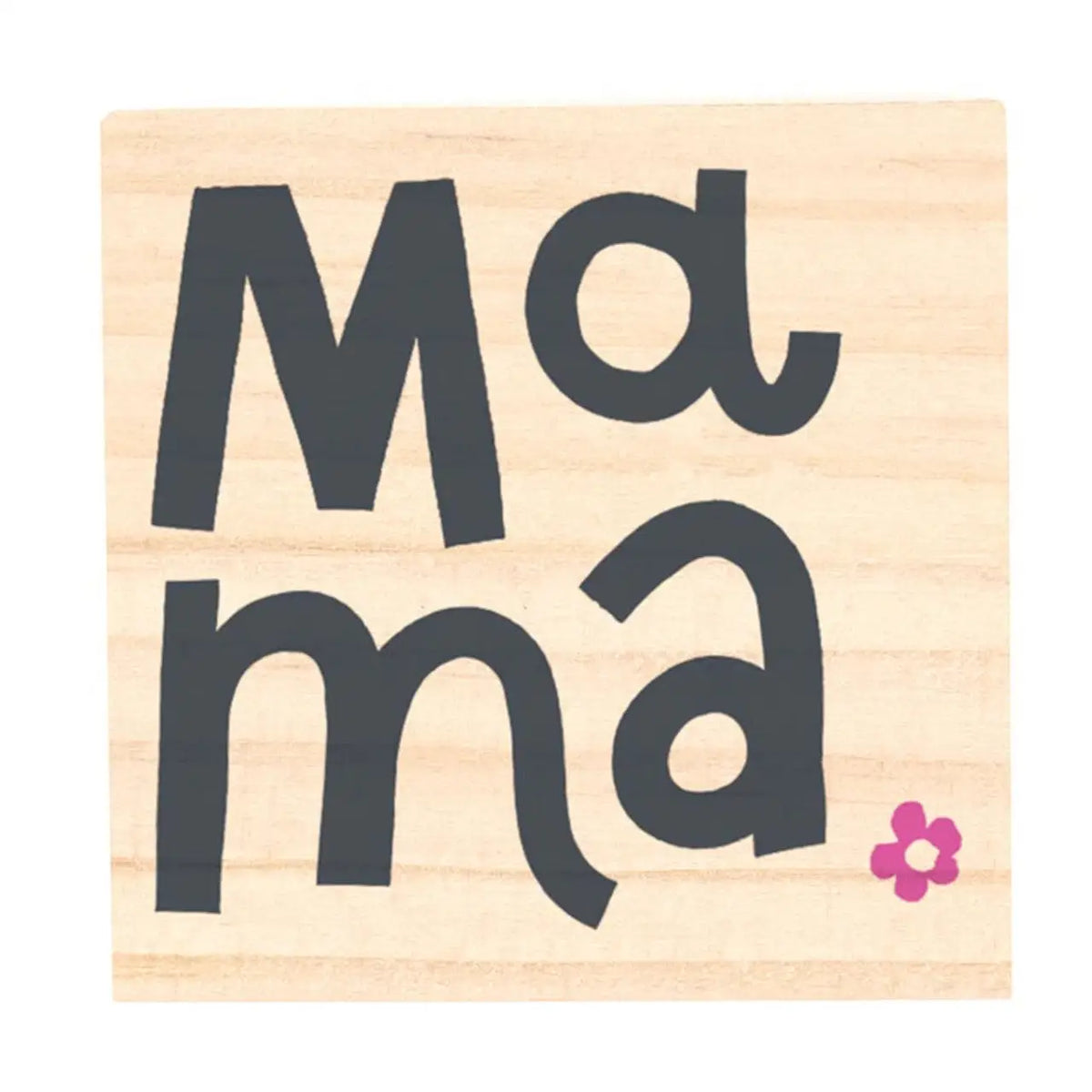 Wooden block with Mama inscription from TREASURE BOX EARRINGS BLUSH collection