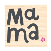 Wooden block with Mama inscription from TREASURE BOX EARRINGS BLUSH collection