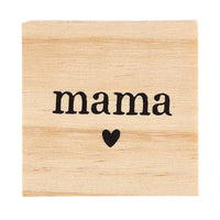 Wooden block with mama and heart symbol for Treasure Box Earrings Mama design